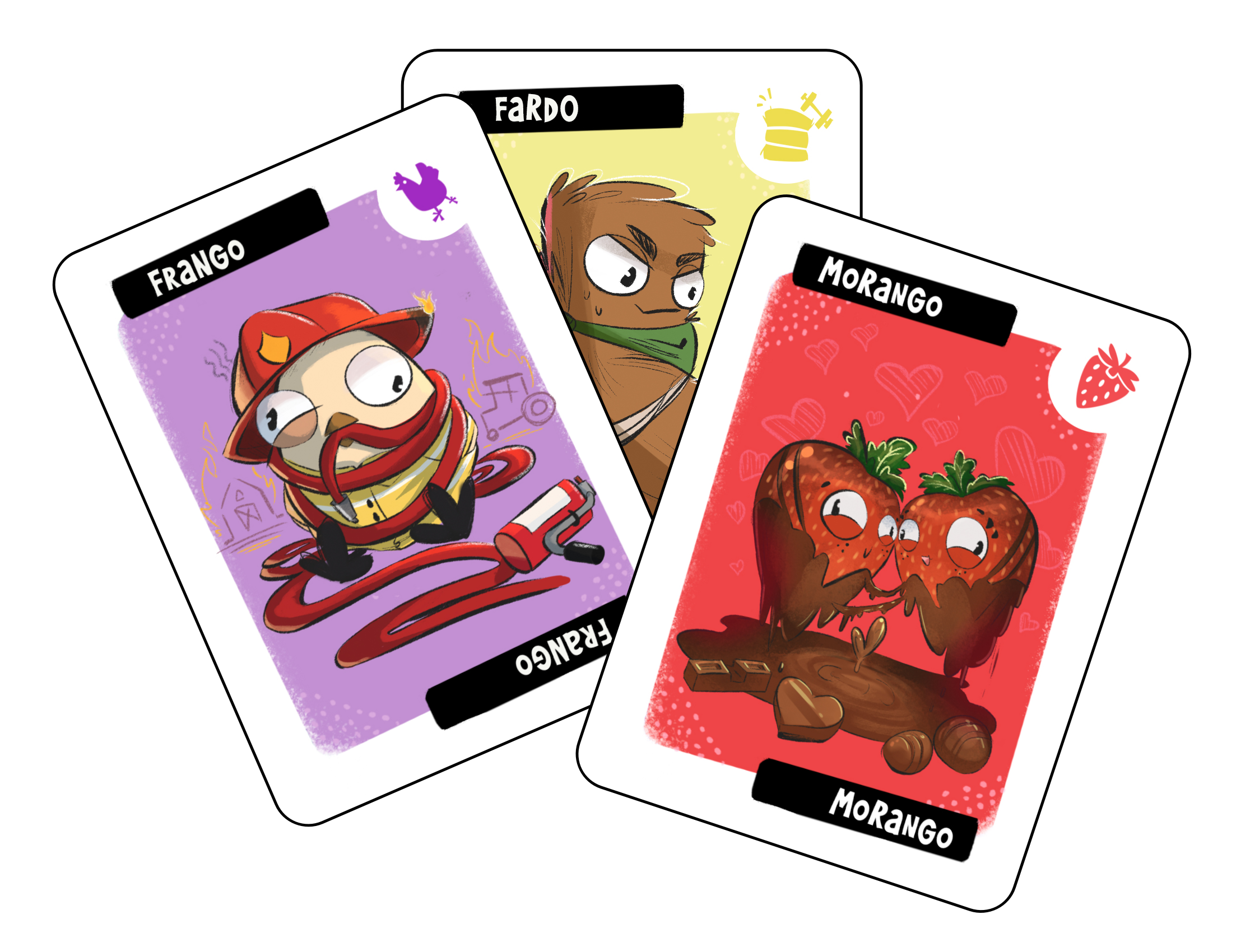 Crop Cards from the Frango Morango card game