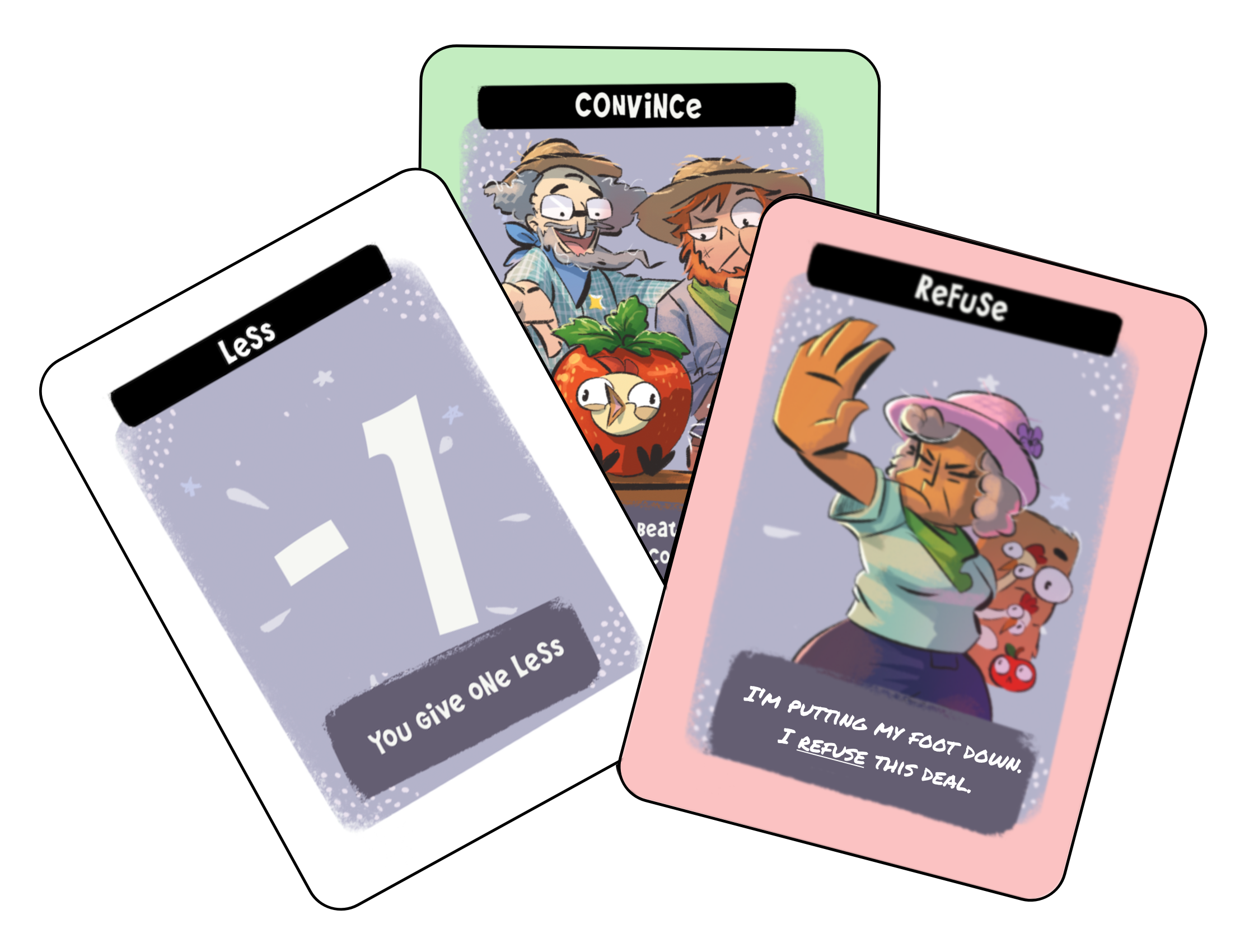 Negotiation Cards from the Frango Morango Board Game